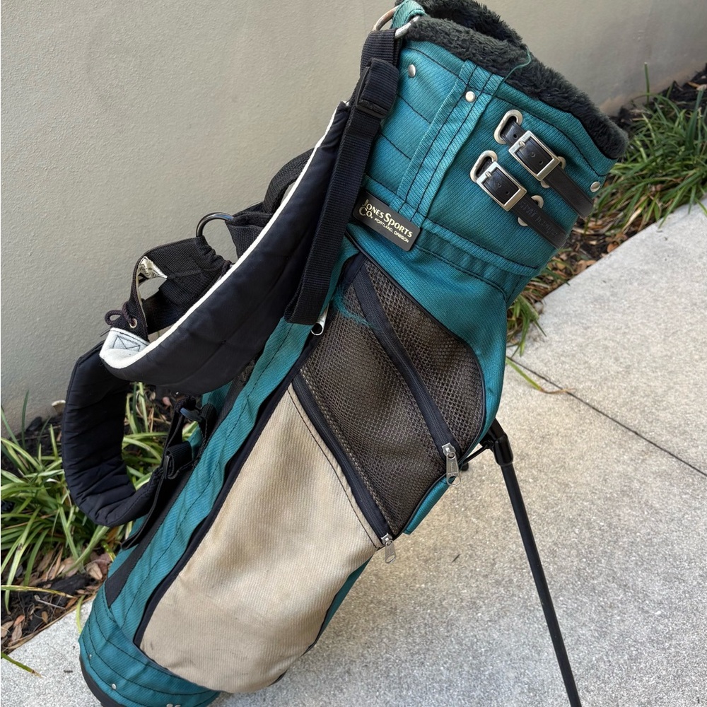 Jones Sports Co. Golf Stand Bag Green/Beige 3-way Dividers Dual Strap - Picture 3 of 8